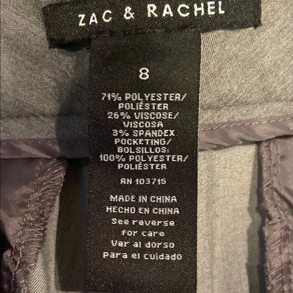 Zac & Rachel Slim Leg Short Length Solid Dress Pants Grey 8 NWT - Picture 8 of 8